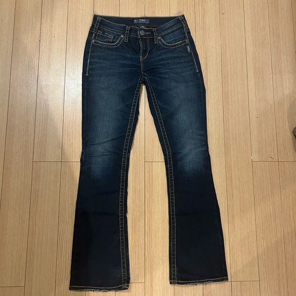 Authentic Y2K, silver Aiko boot cut, dark wash, low rise jeans - Picture 2 of 6